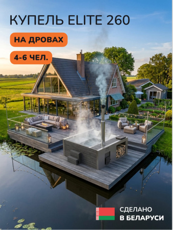 Купель на дровах Scandinaf Elite 260, 4-6 чел., AISI 304, серый