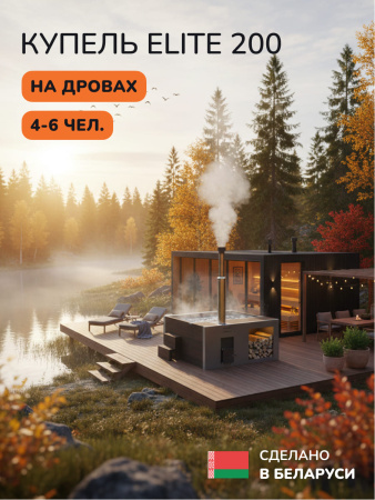 Купель на дровах Scandinaf Elite 200B, 4-6 чел., коричневый, AISI 316L, аэромассаж
